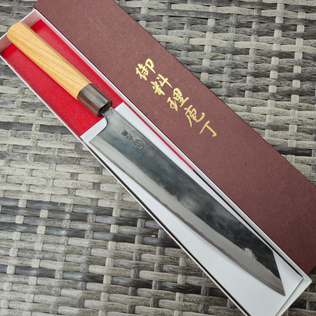 Motokane Japanese Gyuto Double-edged 240mm Kiritsuke Type Aogami No. 1 Warikomi Black finish Kiritsuke