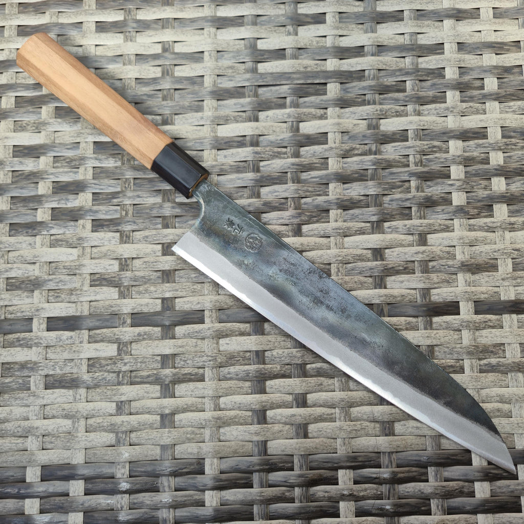 Motokane Japanese Gyuto Double-edged 240mm Blue Paper No. 1 Warikomi Black finish Walnut handle Made in Japan
