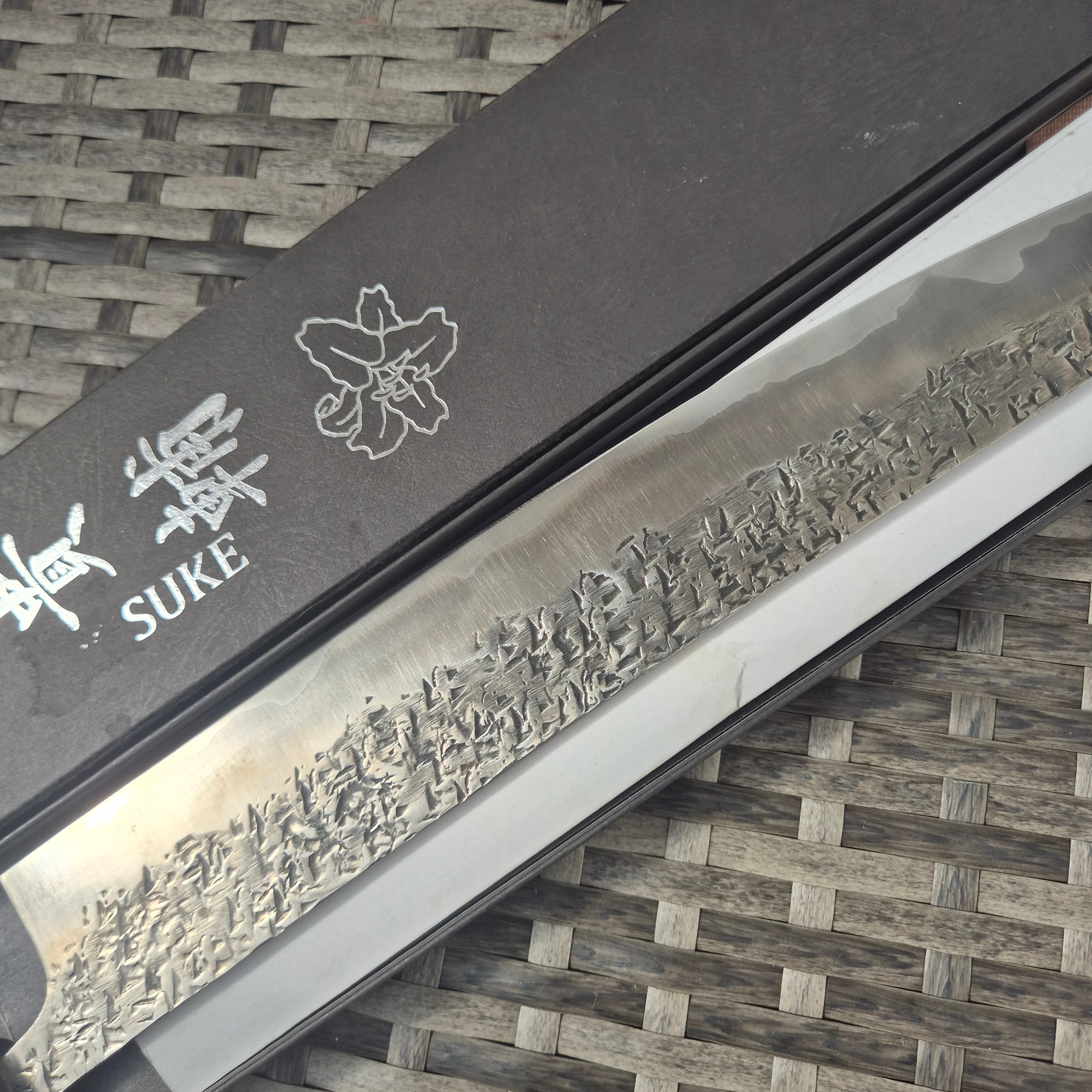 300mm Kisuke Manaka ATS34 Steel, stainless cladding, Tsuchime Migaki finish