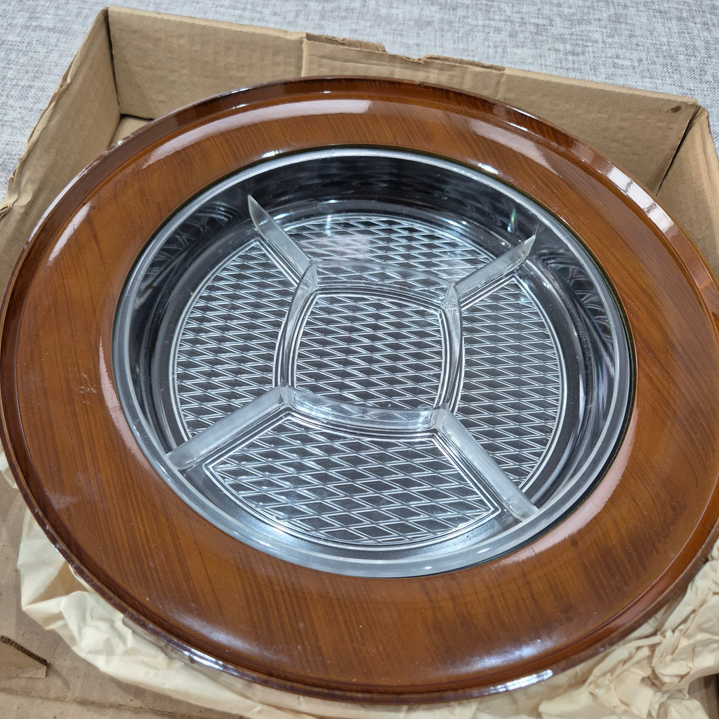 Vintage Lacquer 3 Piece Round Lazy Susan Serving Tray 14" Diameter-Floral-Japan