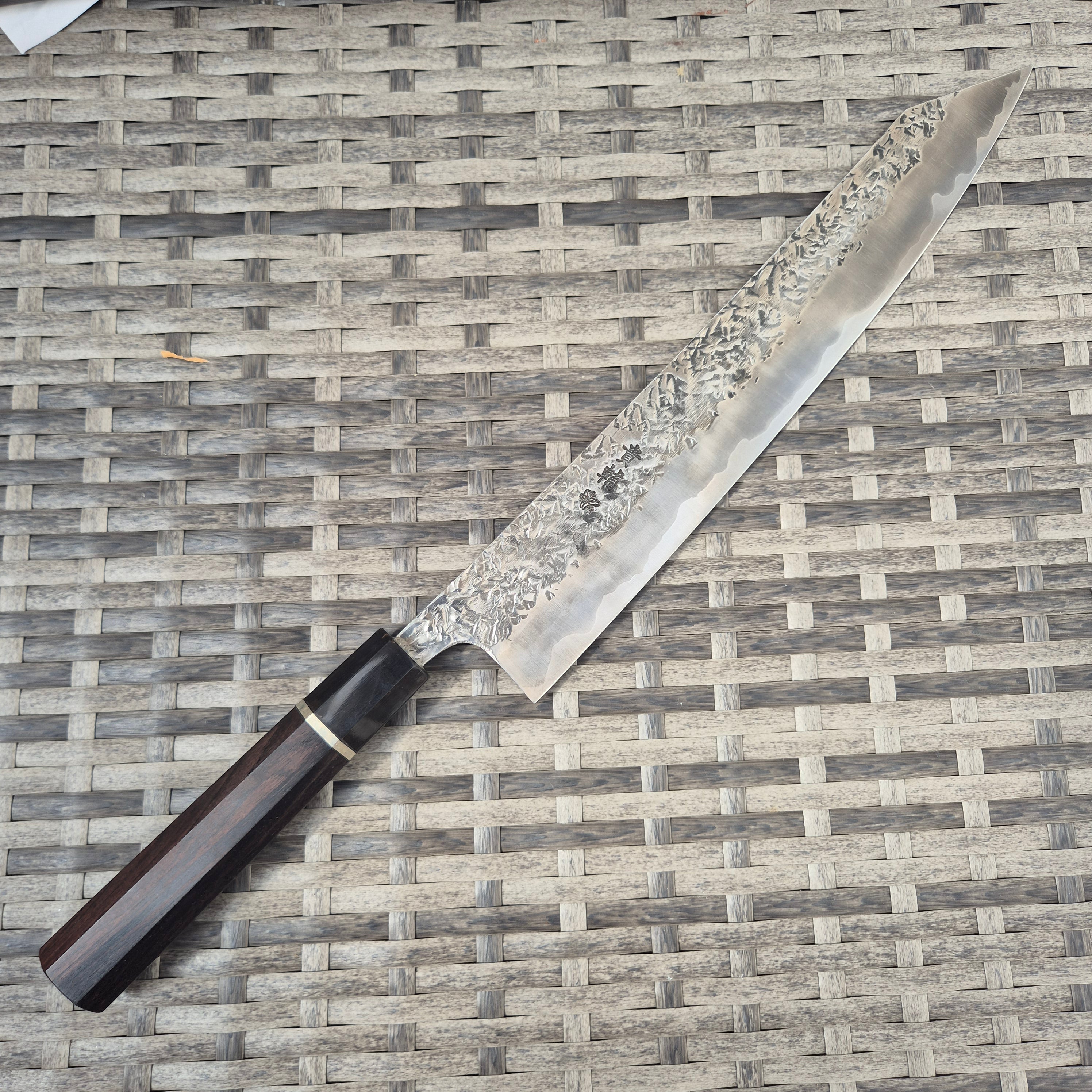 300mm Kisuke Manaka ATS34 Steel, stainless cladding, Tsuchime Migaki finish