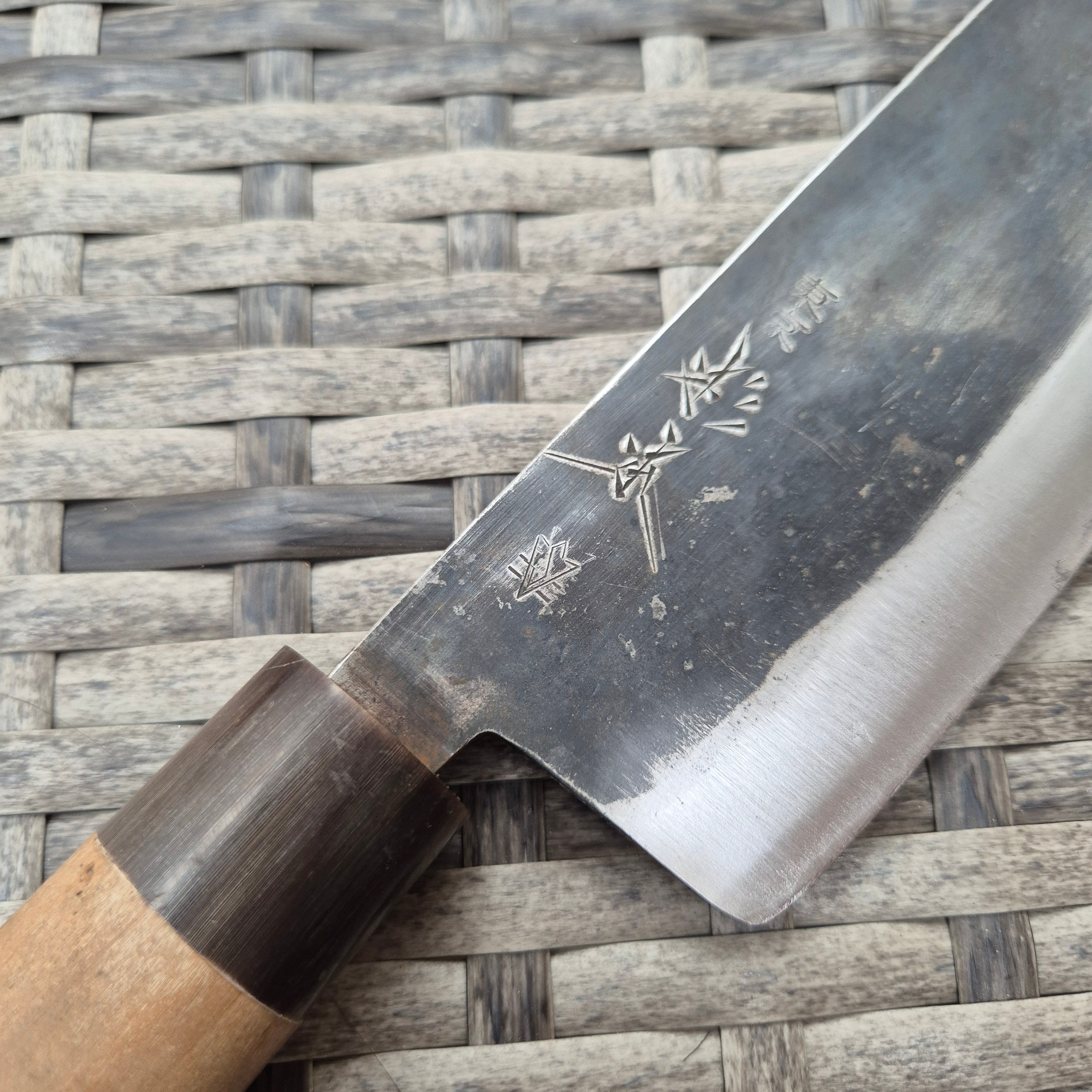 165mm Sugimoto Tokyo Buffalo Horn Handle Carbon Steel Kurouchi Hon-Kasumi Nakiri