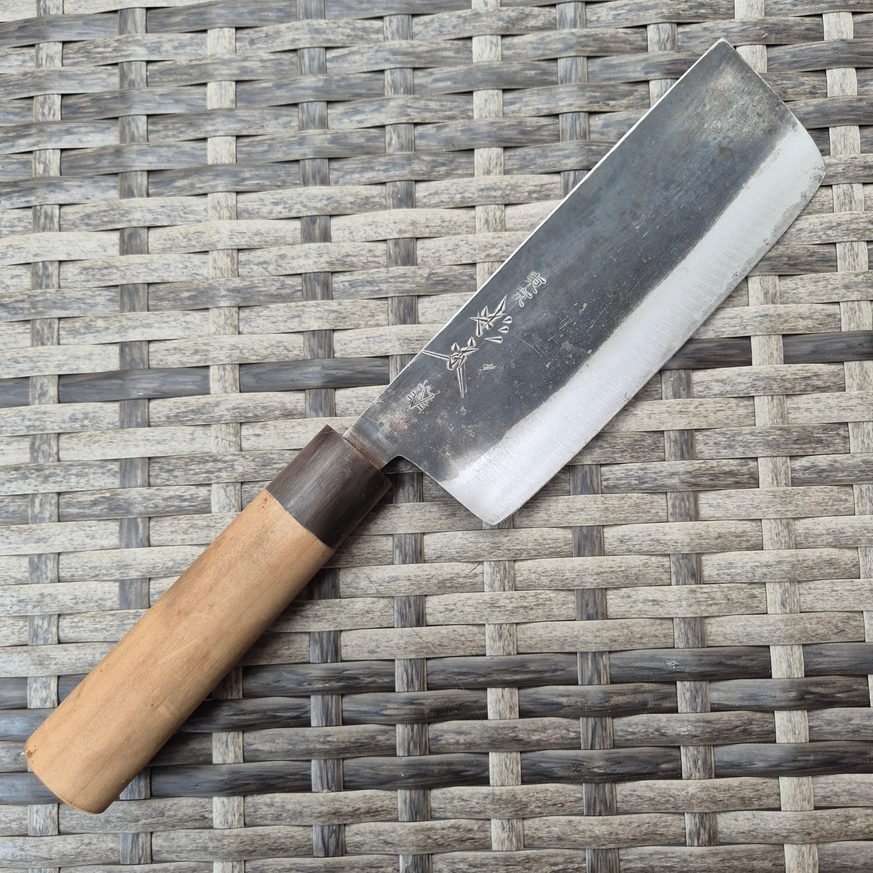165mm Sugimoto Tokyo Buffalo Horn Handle Carbon Steel Kurouchi Hon-Kasumi Nakiri