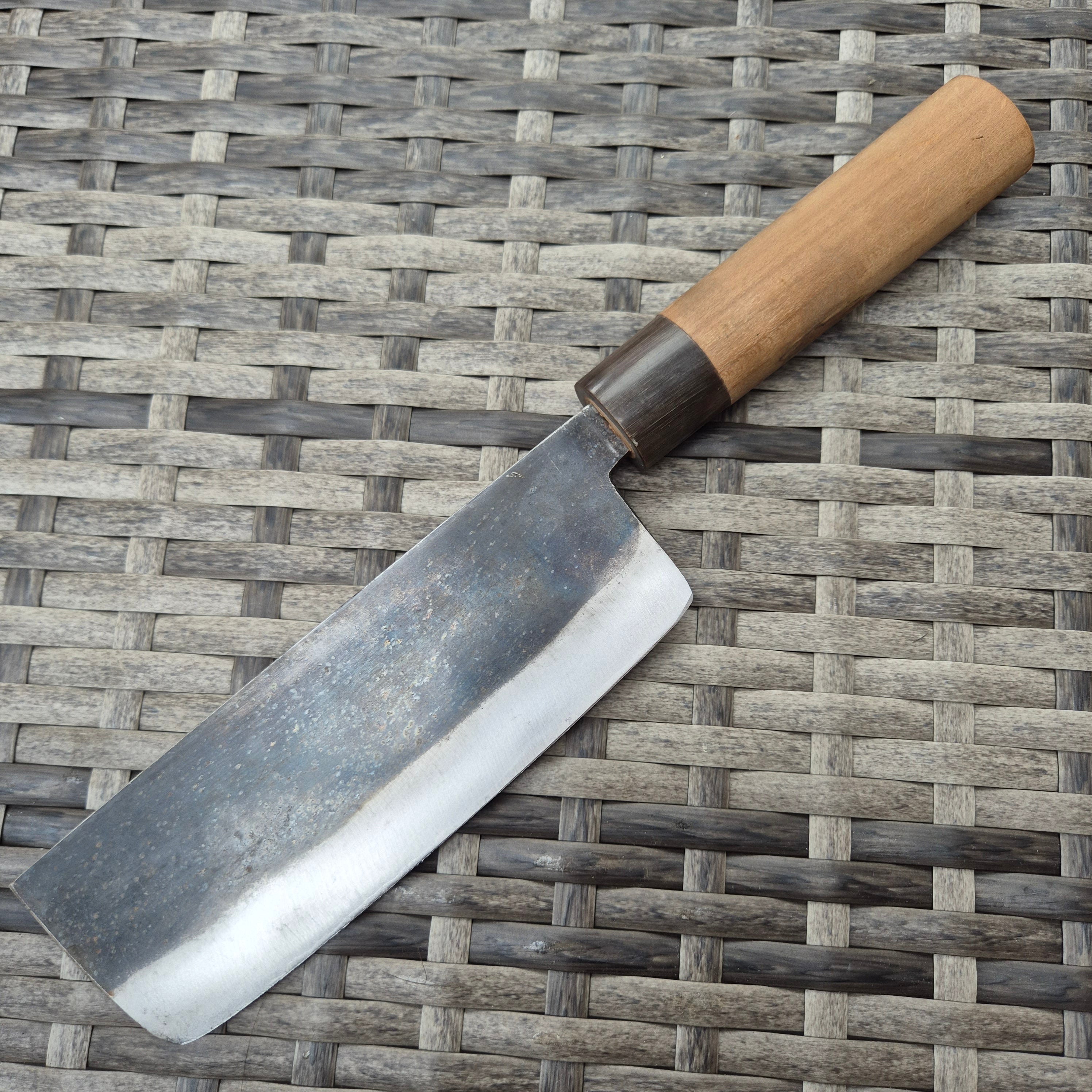 165mm Sugimoto Tokyo Buffalo Horn Handle Carbon Steel Kurouchi Hon-Kasumi Nakiri