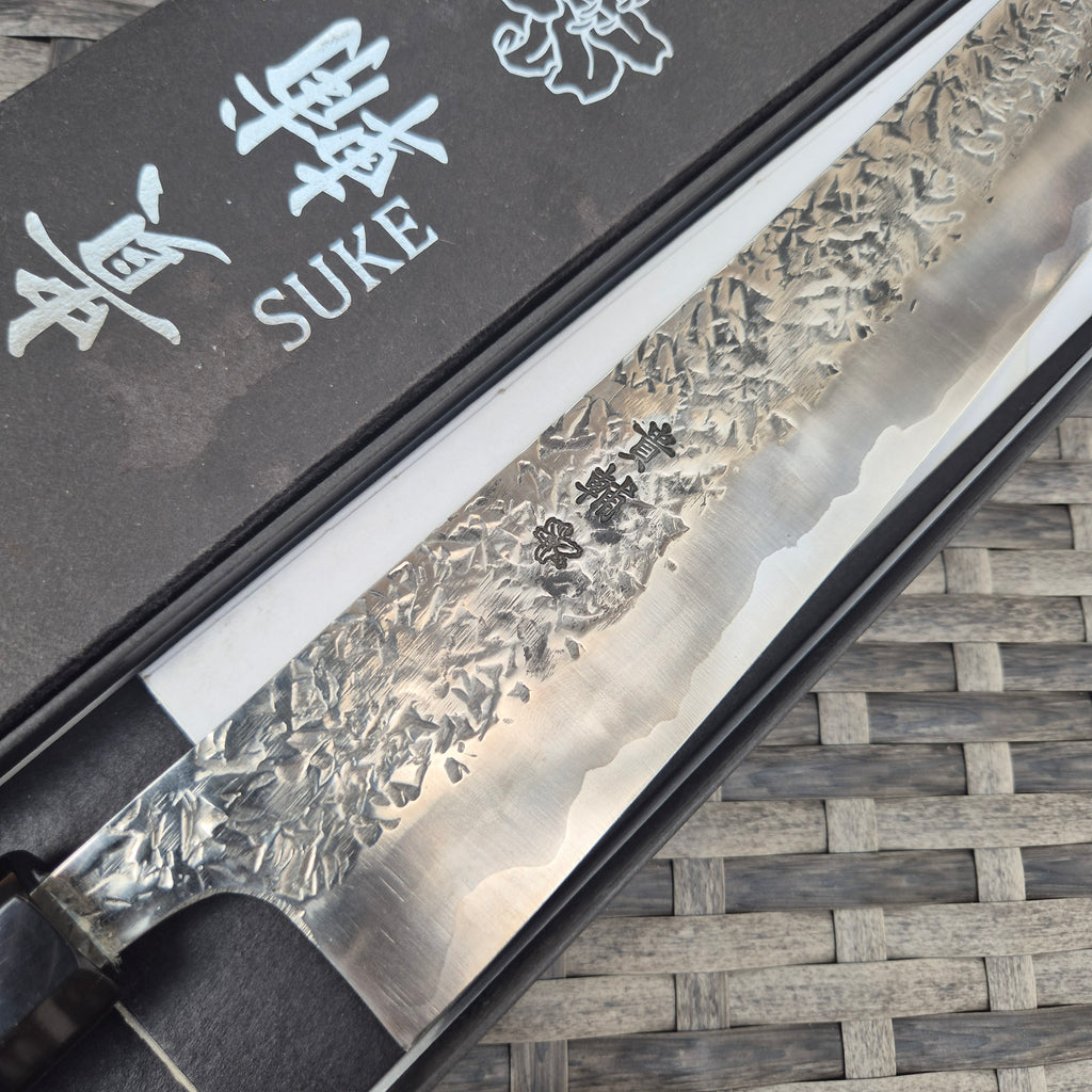 300mm Kisuke Manaka ATS34 Steel, stainless cladding, Tsuchime Migaki finish
